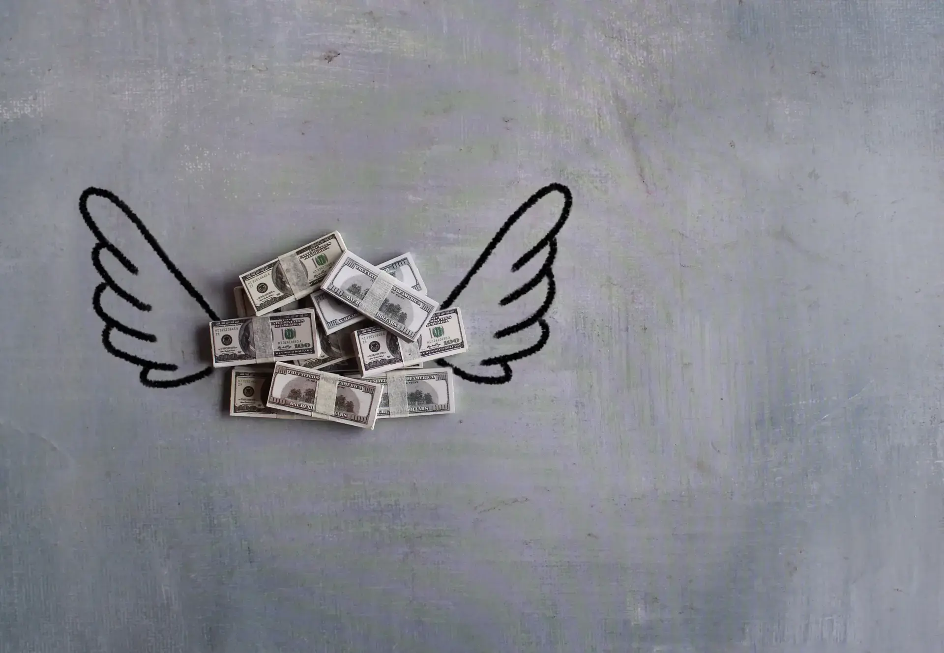 Top View Money Wings With Copy Space Business Finance Concept