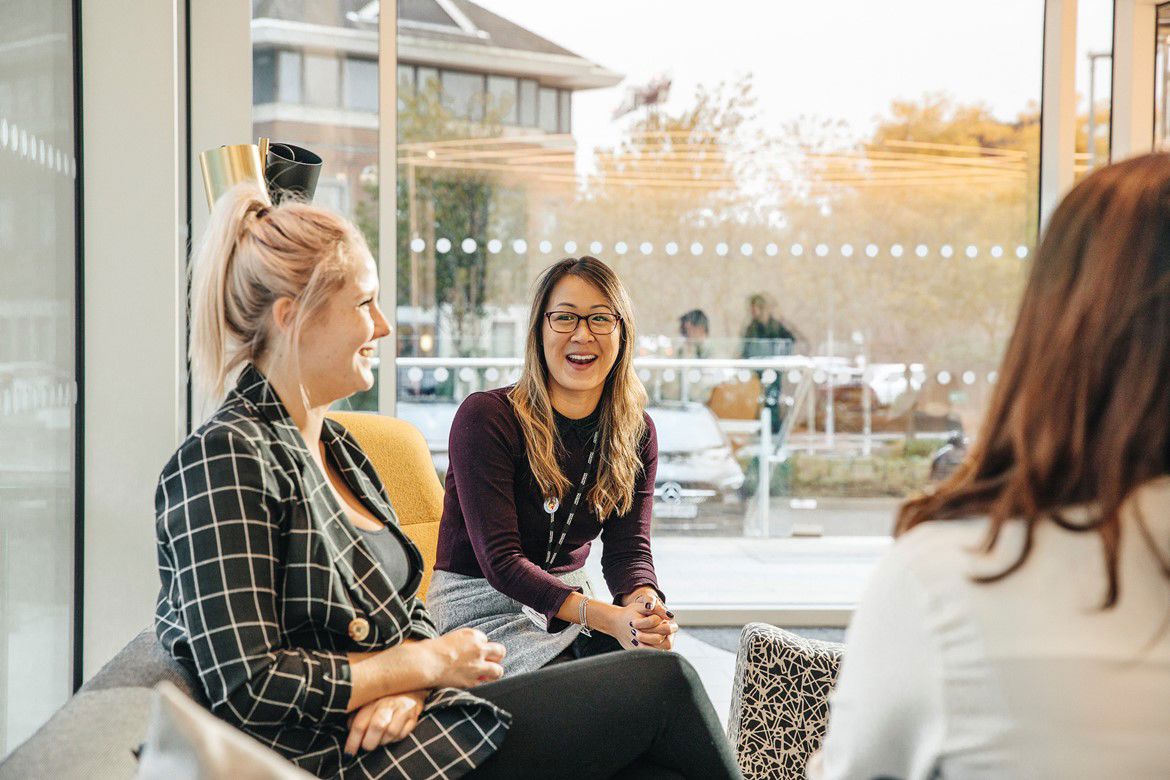 Woman in an office talking