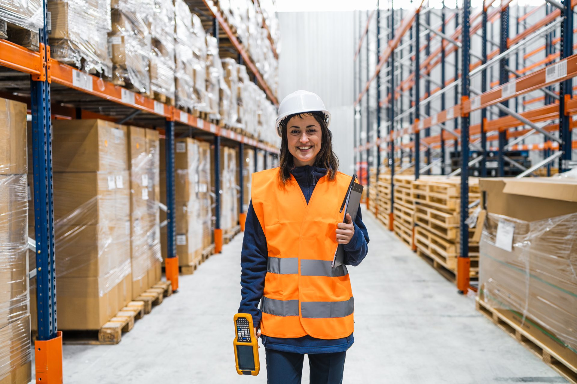 Female Warehouse Worker Holding Barcode Scanner An 2025 09 10 05 25 15 Utc